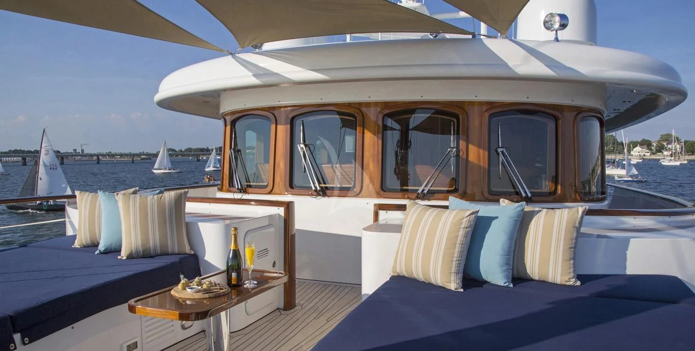 a boat on the water aboard OMNIA 1 Yacht for Sale