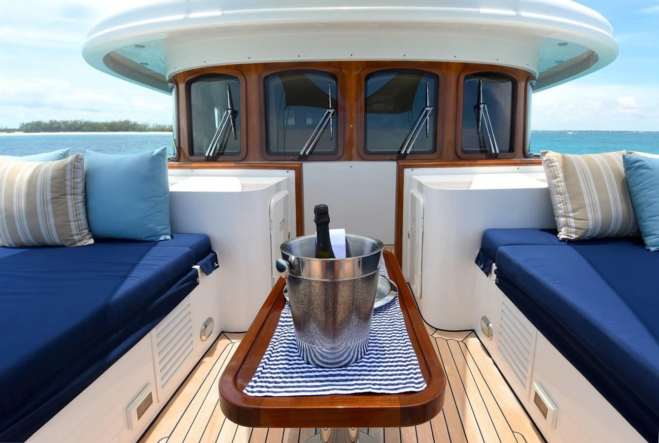 a boat with a bucket on the deck aboard OMNIA 1 Yacht for Sale