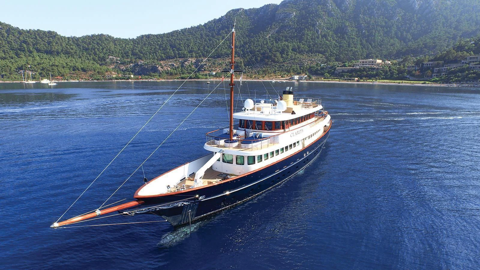 a boat on the water aboard OMNIA 1 Yacht for Sale