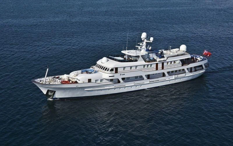 a white boat in the water aboard MESERRET II Yacht for Sale