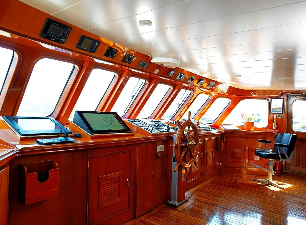 a train with a laptop and a desk aboard MESERRET II Yacht for Sale