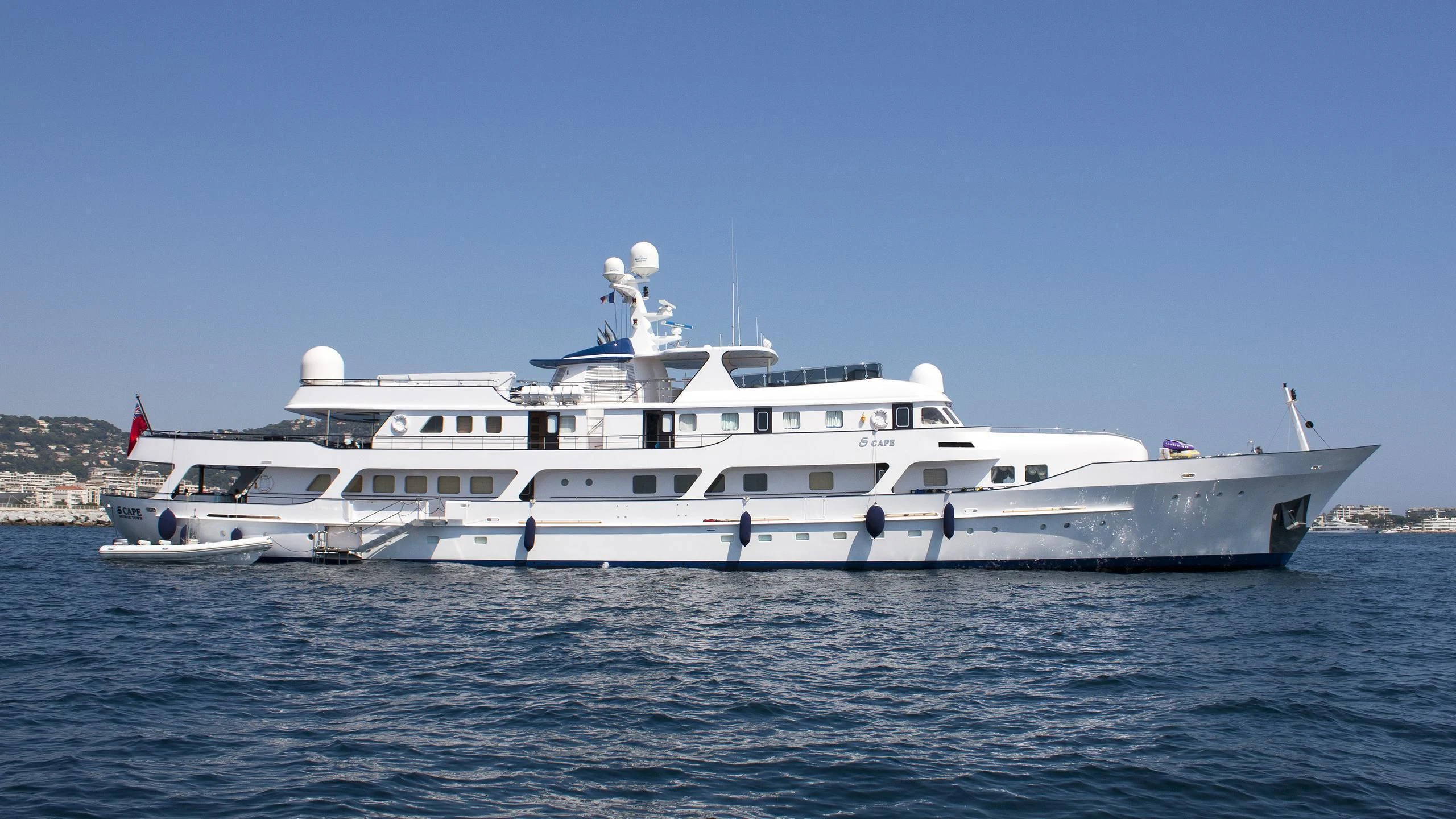 a white yacht in the water aboard MESERRET II Yacht for Sale