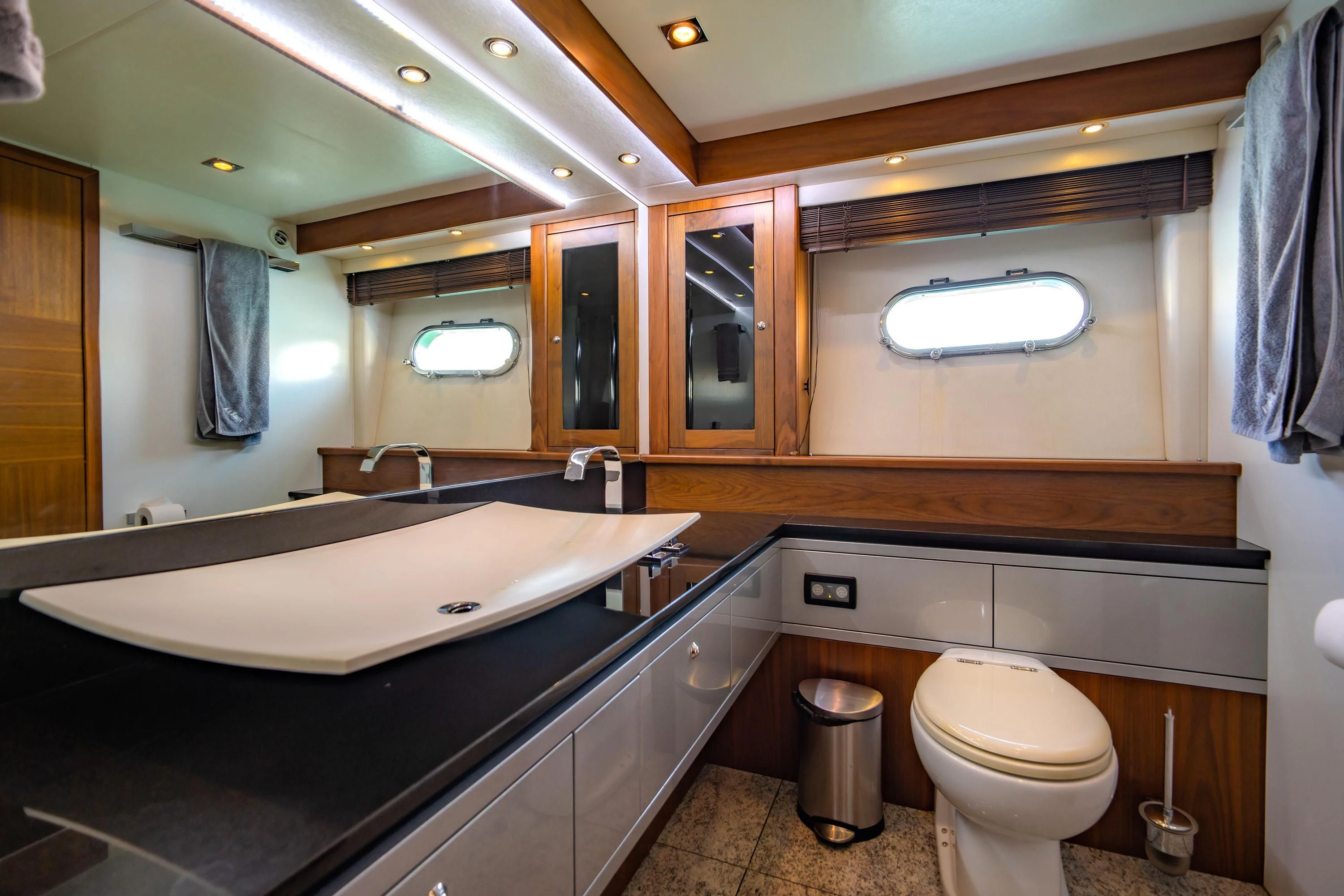 a bathroom with a large tub aboard ANDEA Yacht for Sale