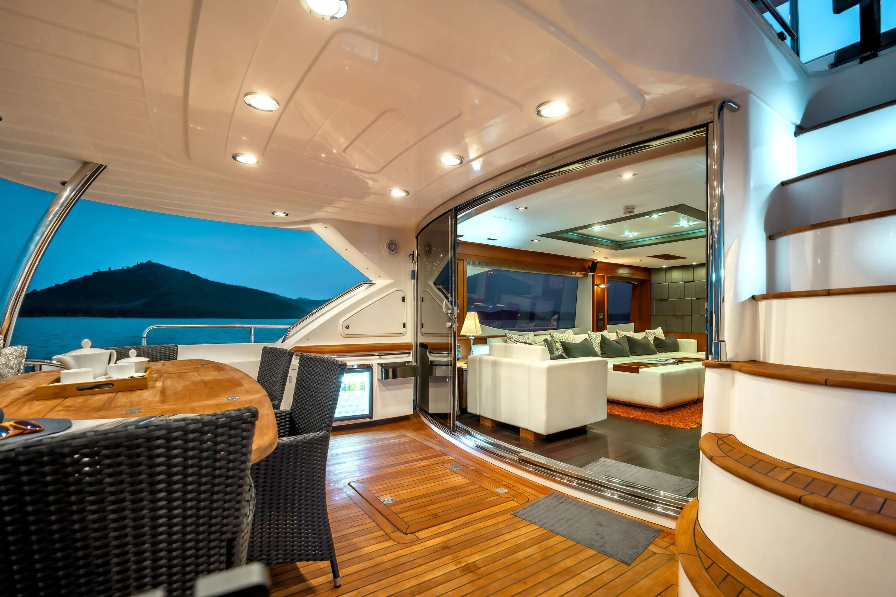 a modern looking living room aboard ANDEA Yacht for Sale