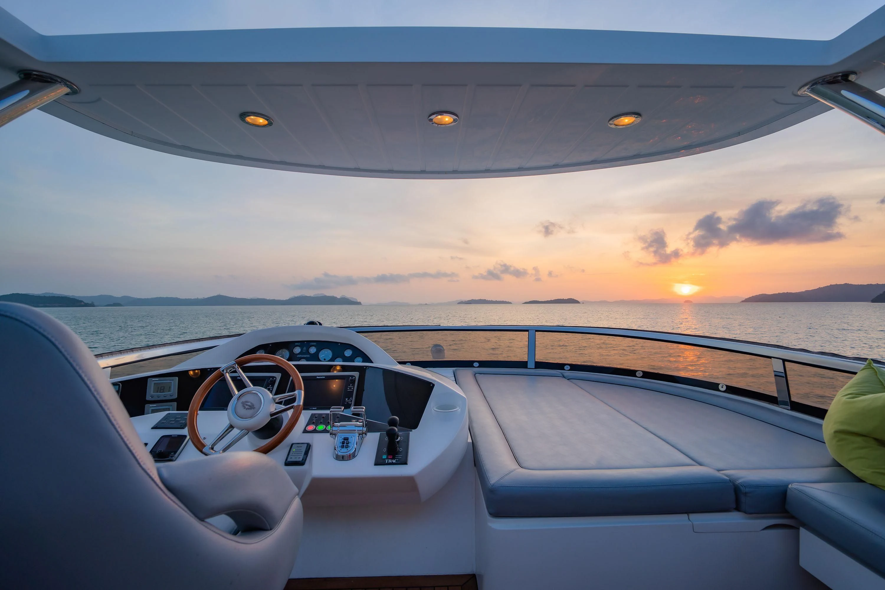 the inside of a car aboard ANDEA Yacht for Sale