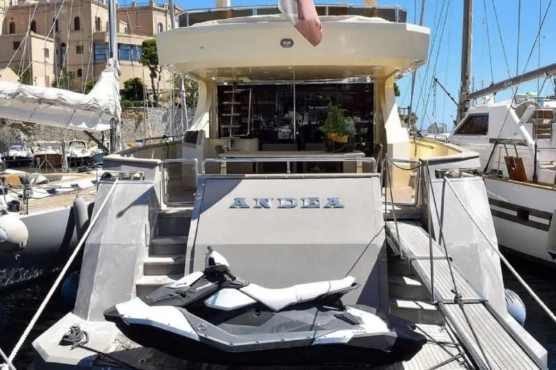 a boat in a harbor aboard ANDEA Yacht for Sale