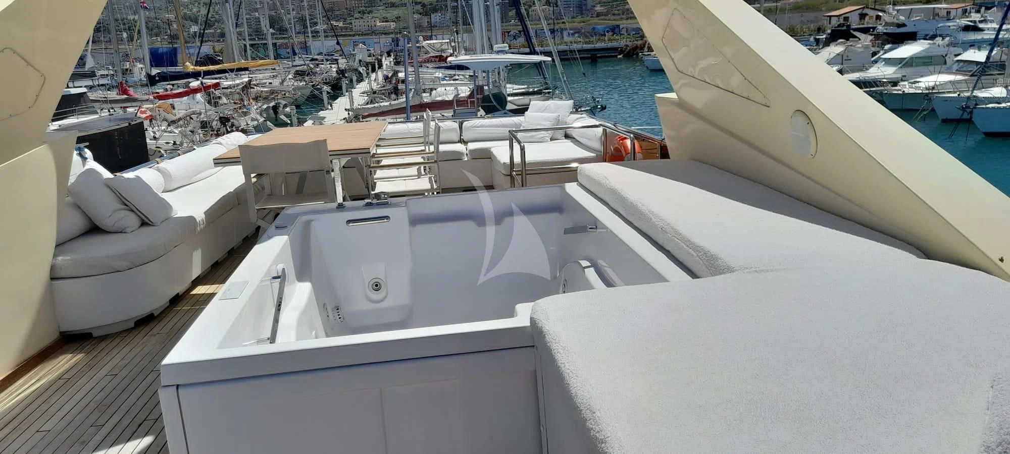 a group of boats in a harbor aboard ANDEA Yacht for Sale