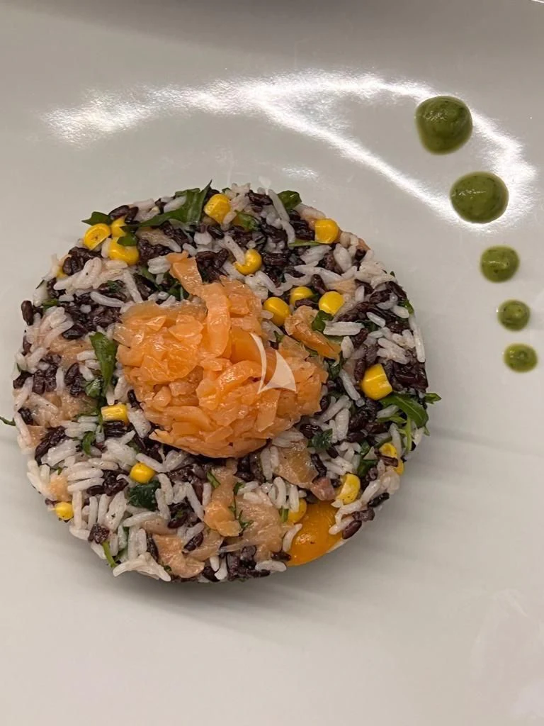 a plate of food aboard ANDEA Yacht for Sale