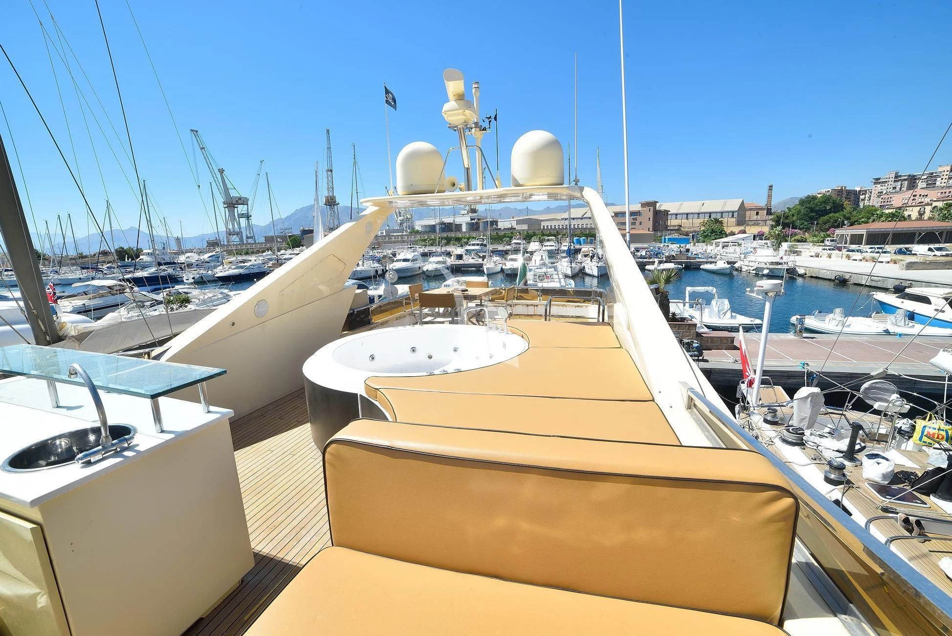 a boat in a harbor aboard ANDEA Yacht for Sale