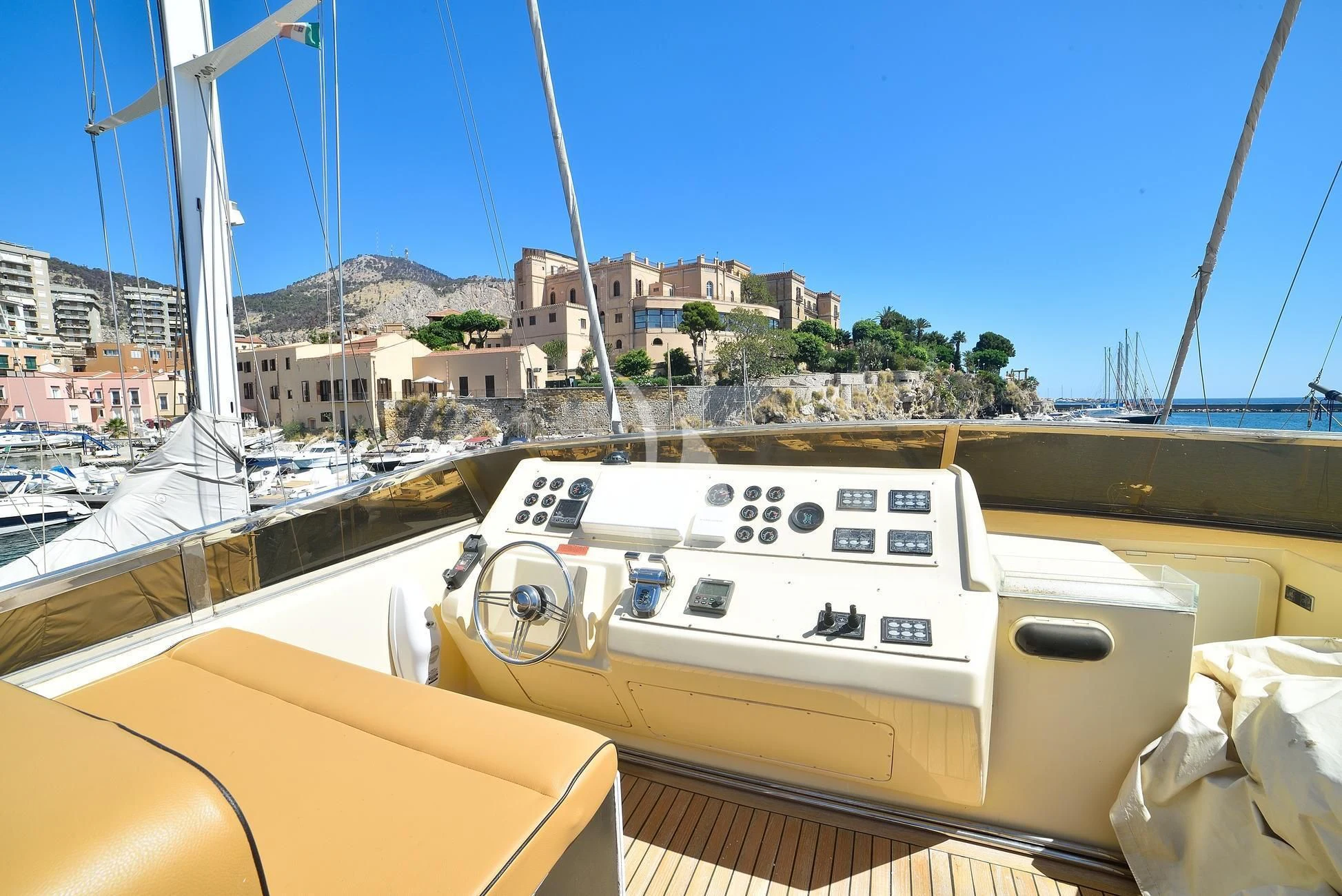 a boat in a harbor aboard ANDEA Yacht for Sale