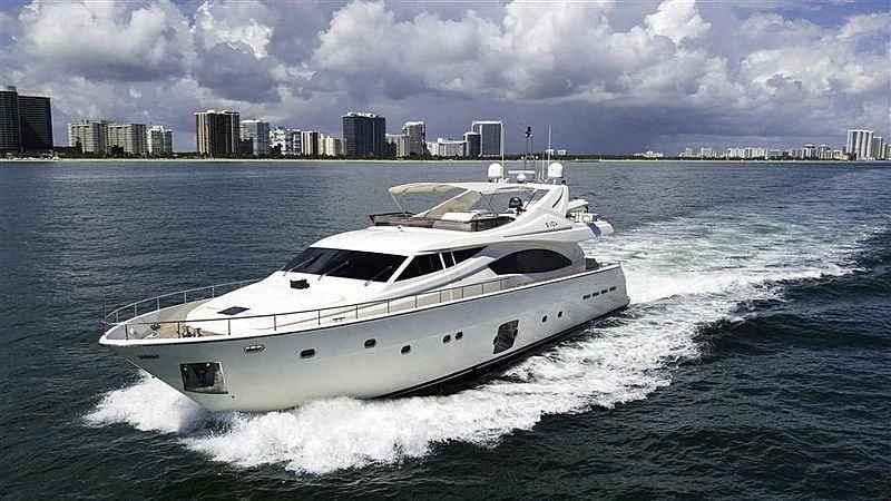 a white yacht on the water aboard S'VIDA Yacht for Sale