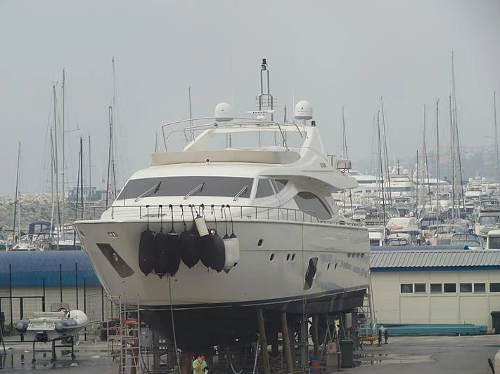 a large white boat aboard S'VIDA Yacht for Sale