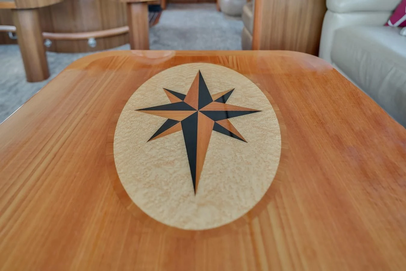 a star on a table aboard RHINO FISH Yacht for Sale