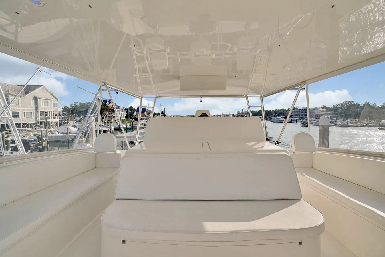 a boat with seats on the deck aboard RHINO FISH Yacht for Sale