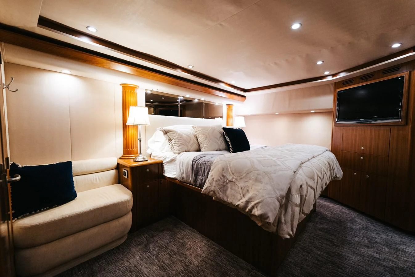 a room with two beds aboard RHINO FISH Yacht for Sale