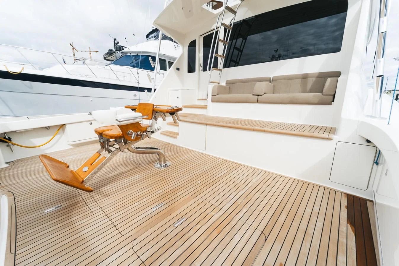 a deck with a deck and a couple of airplanes on it aboard RHINO FISH Yacht for Sale