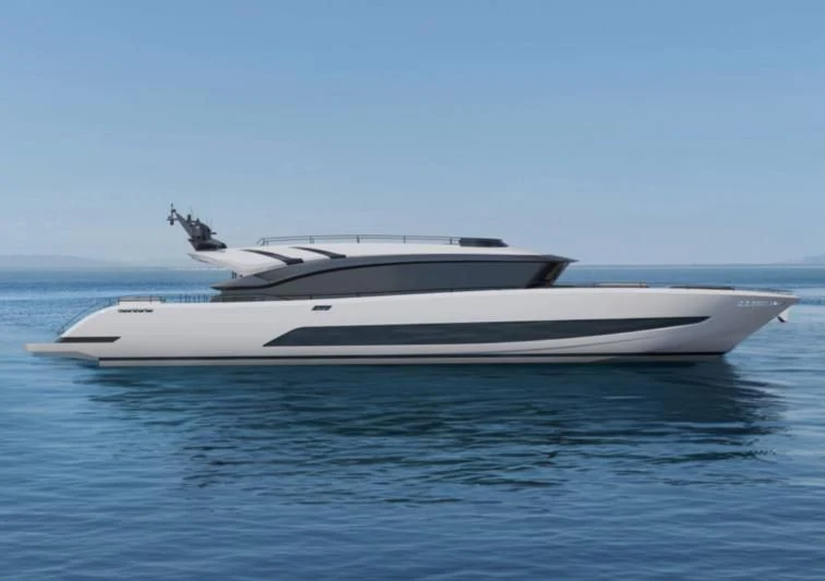 a white boat in the water aboard 50 SHADES OF PLAY Yacht for Sale