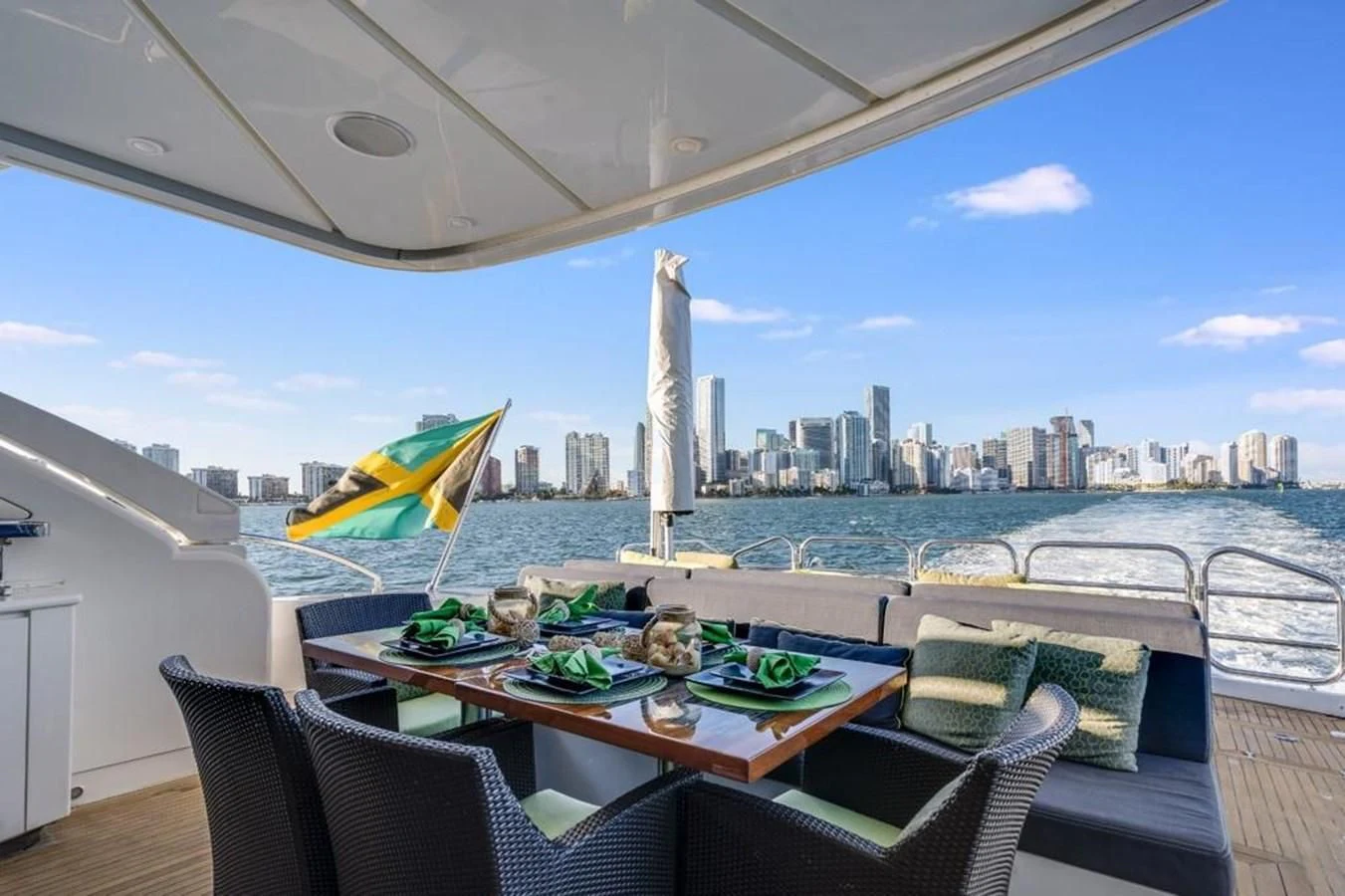 a table with food on it aboard ENCORE Yacht for Sale