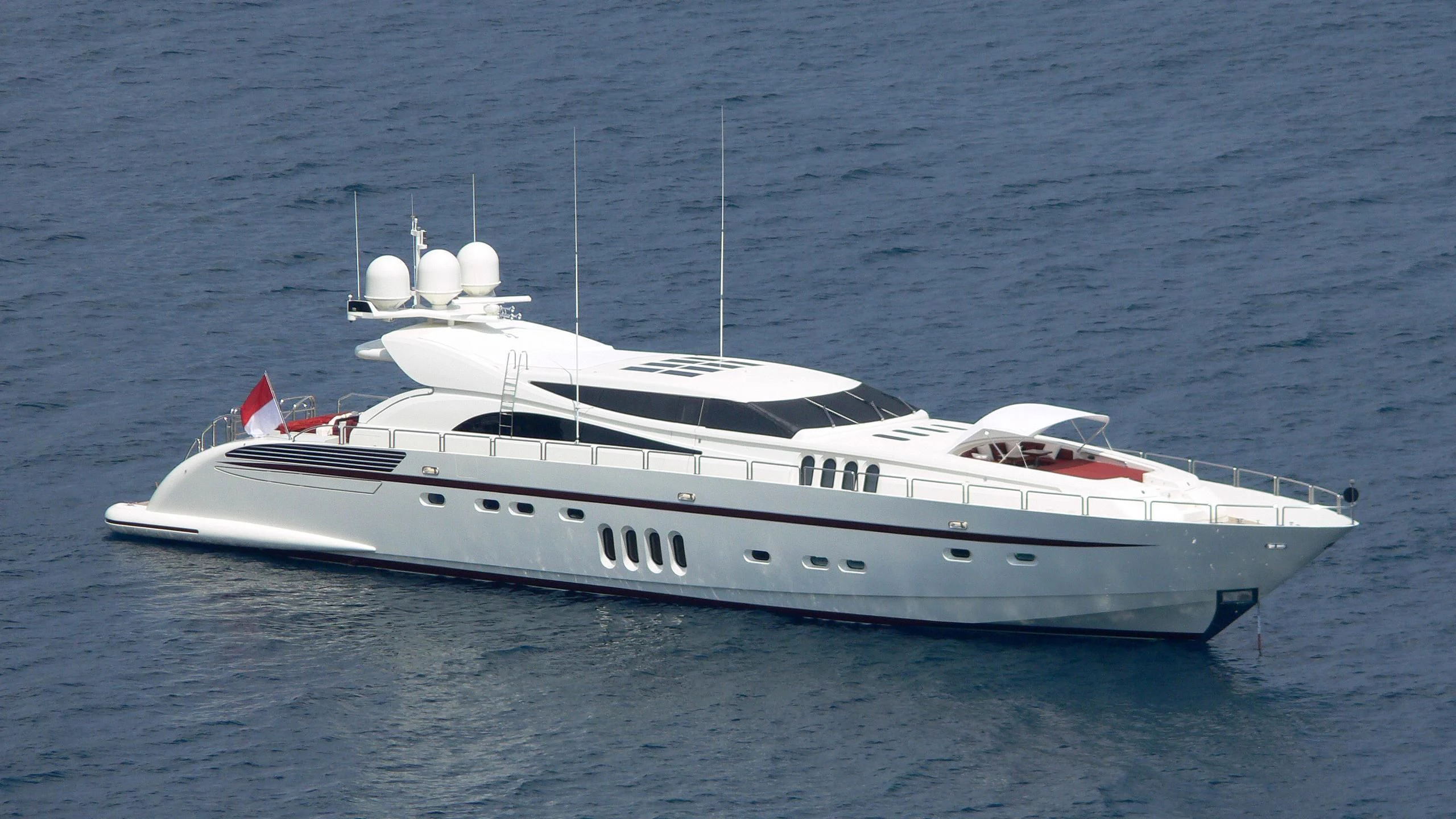 a white yacht in the water aboard ENCORE Yacht for Sale