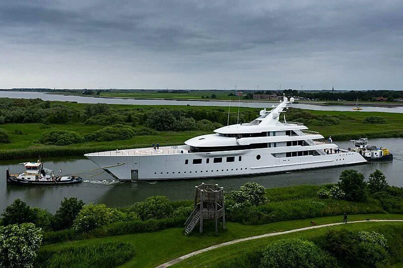 a large white ship aboard BLISS Yacht for Sale