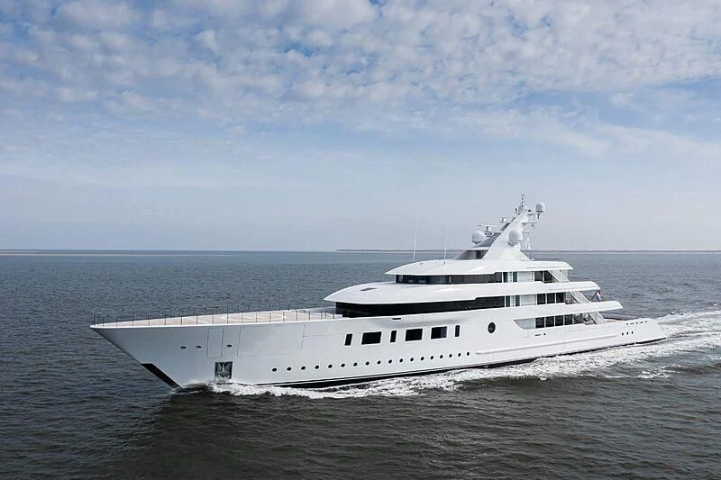 a white yacht in the water aboard BLISS Yacht for Sale