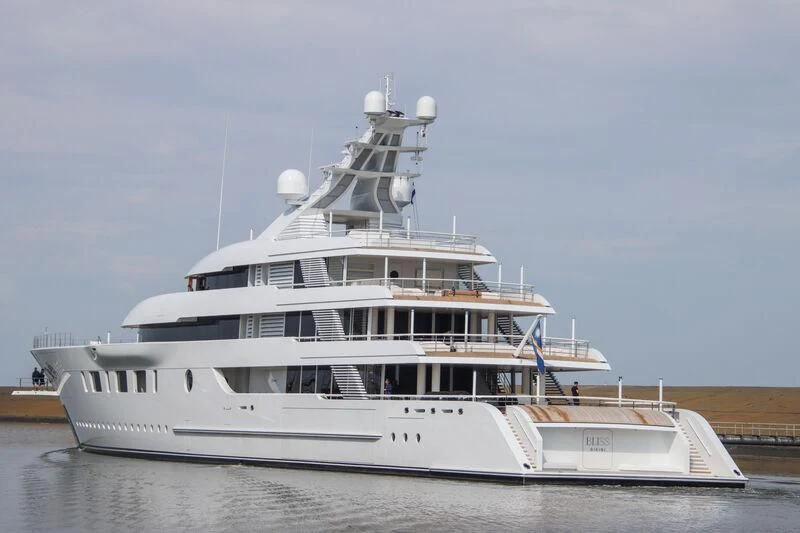 a large white yacht aboard BLISS Yacht for Sale