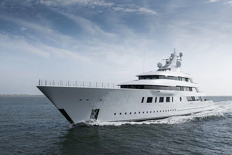 a white boat on the water aboard BLISS Yacht for Sale
