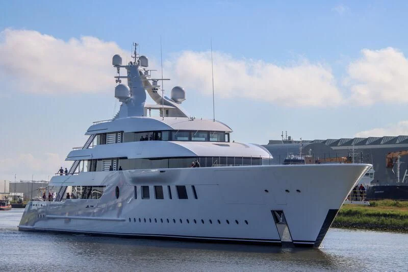 a large white boat aboard BLISS Yacht for Sale