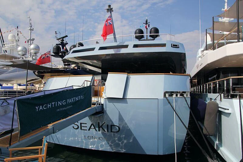 a boat docked at a pier aboard QUEEN BLUE Yacht for Sale
