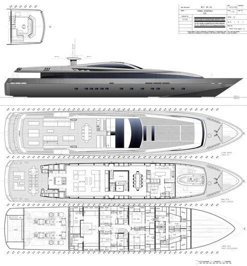 diagram, engineering drawing aboard QUEEN BLUE Yacht for Sale