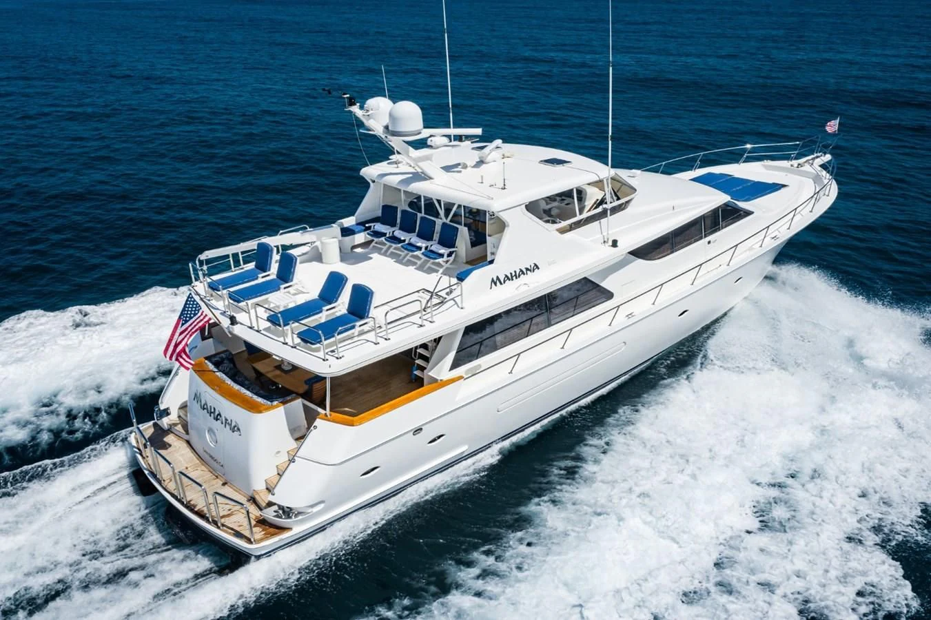 a boat on the water aboard MAHANA Yacht for Sale