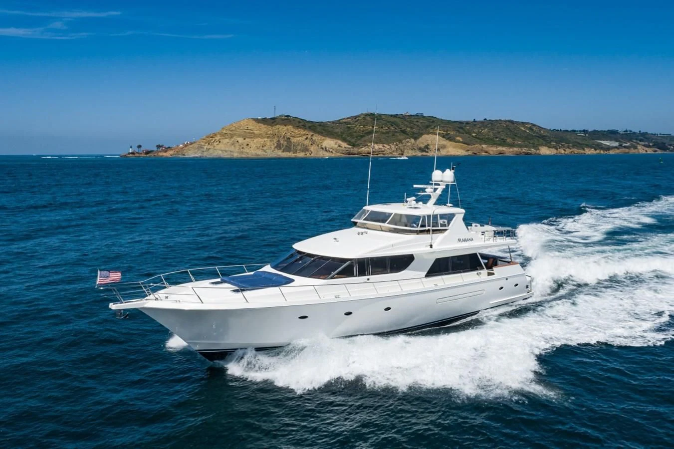 a boat on the water aboard MAHANA Yacht for Sale