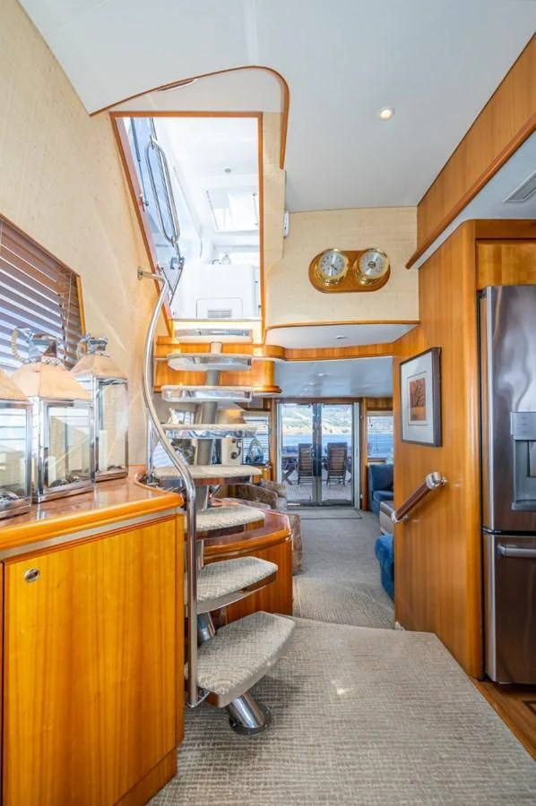 a kitchen with a large mirror aboard MAHANA Yacht for Sale