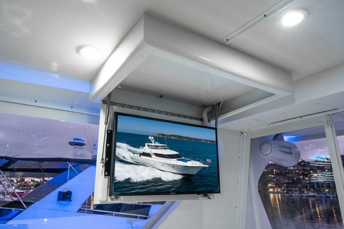 a large aquarium in a room aboard MAHANA Yacht for Sale
