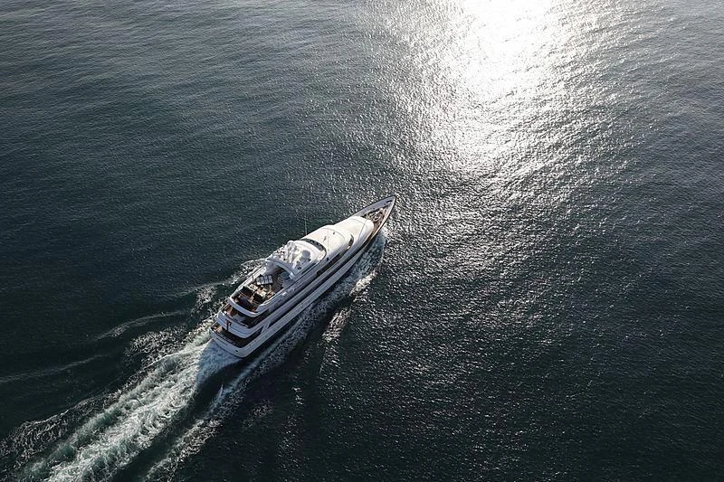 a boat in the water aboard PREDICTION Yacht for Sale