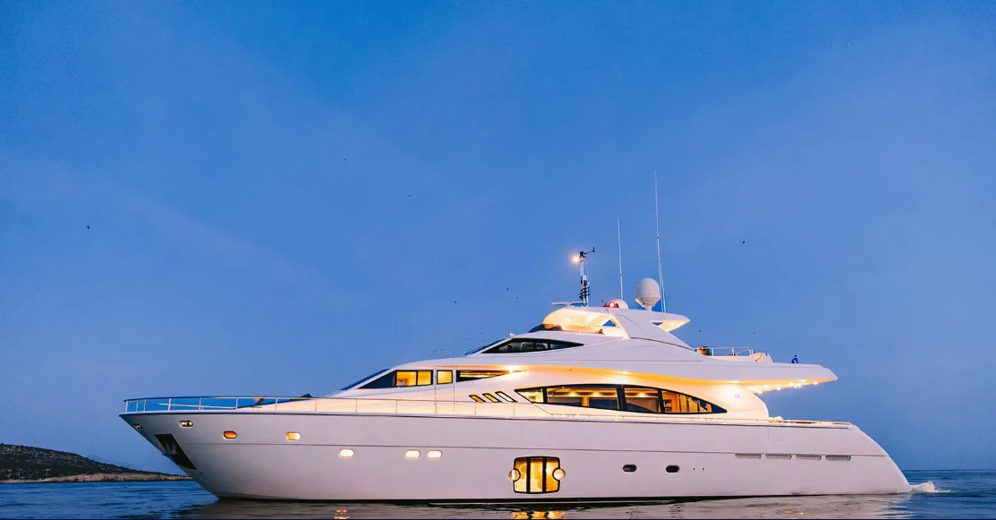 a white yacht on the water aboard MELI Yacht for Charter