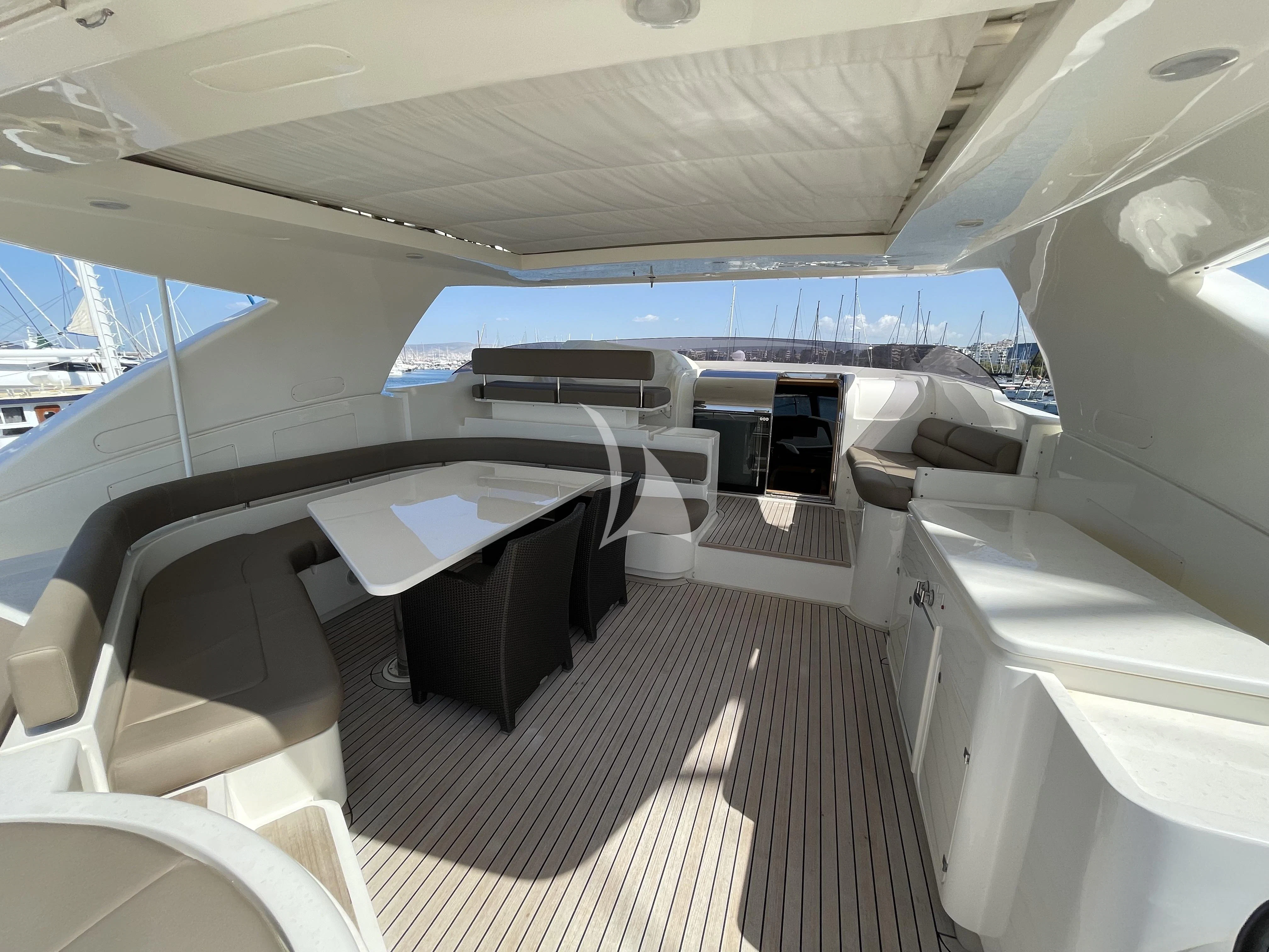 inside of a plane aboard MELI Yacht for Charter