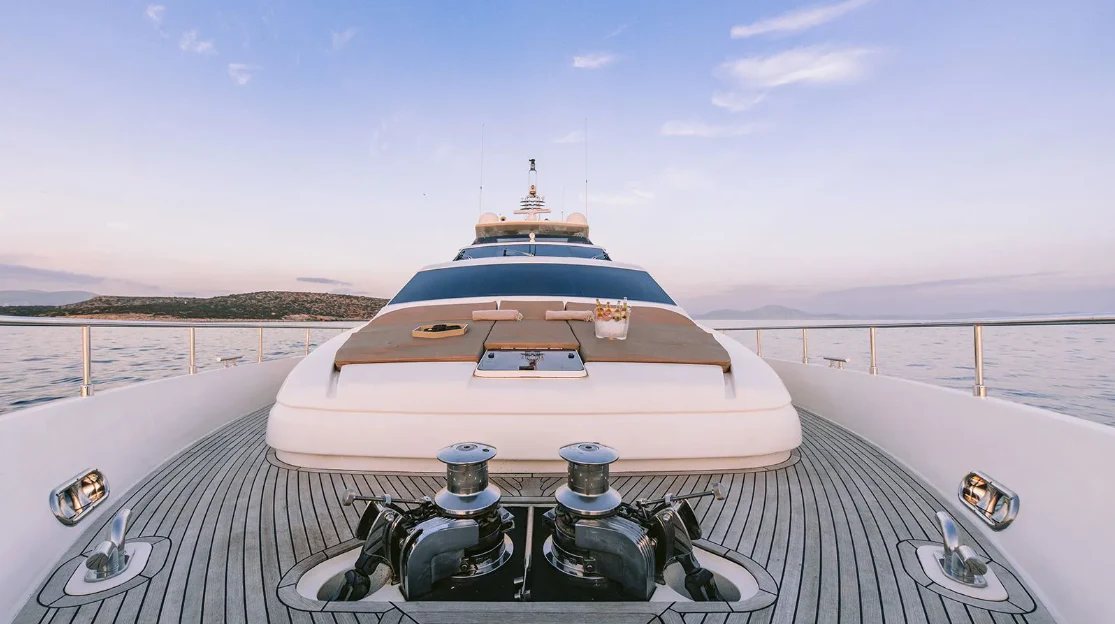 a boat on a deck aboard MELI Yacht for Charter