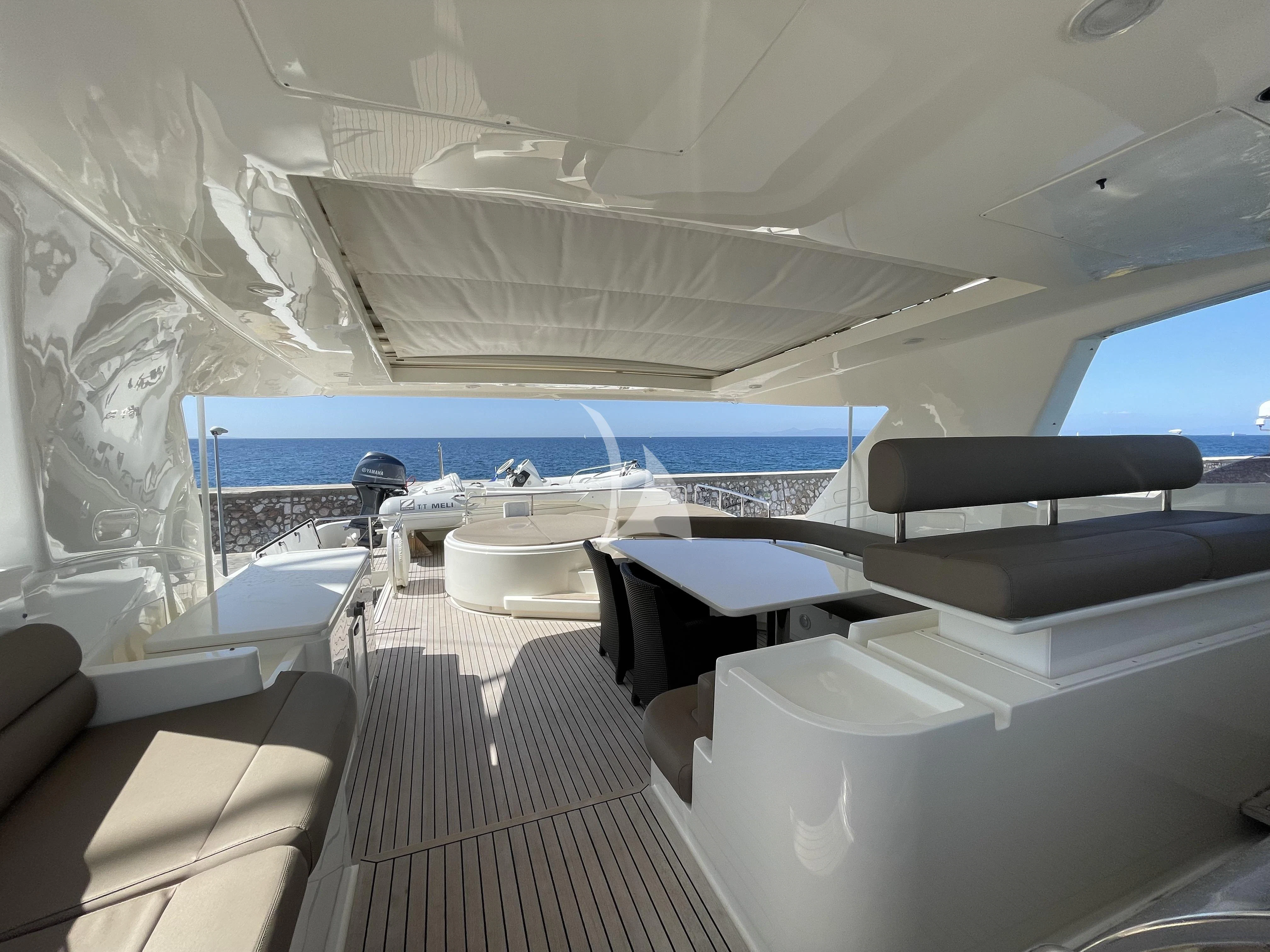 inside of a plane aboard MELI Yacht for Charter