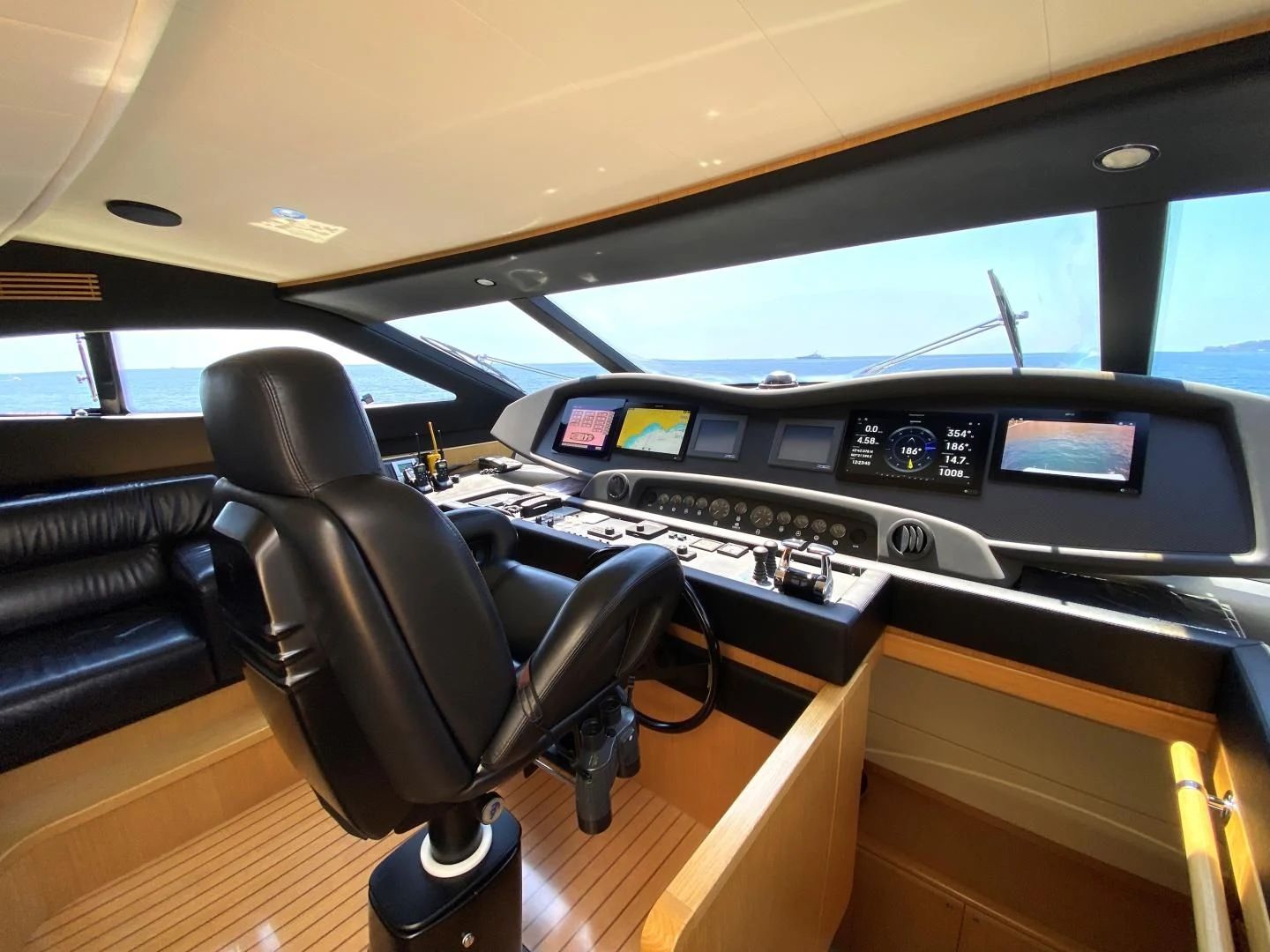 the inside of a vehicle aboard MELI Yacht for Charter