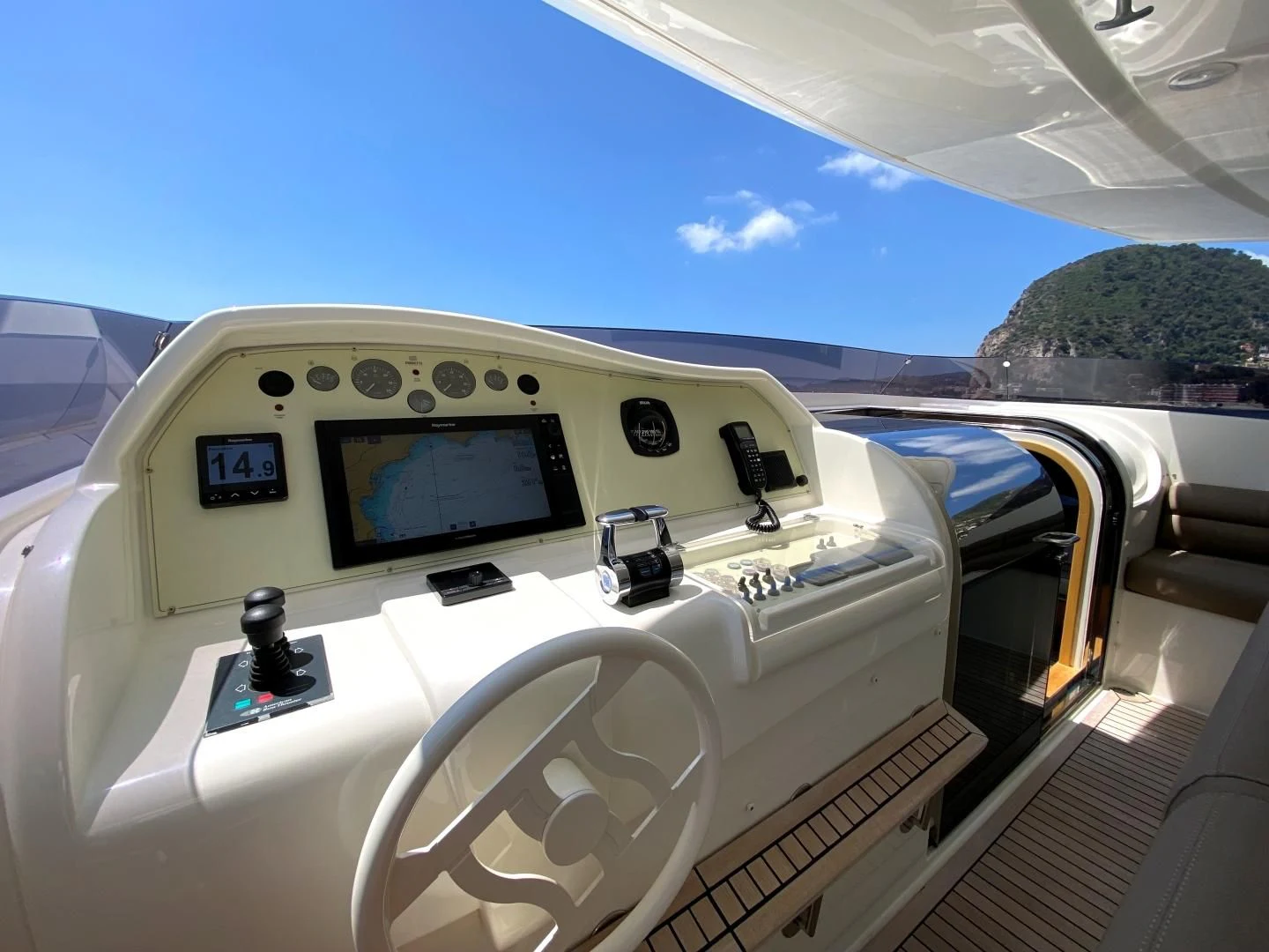 a cockpit of a plane aboard MELI Yacht for Charter