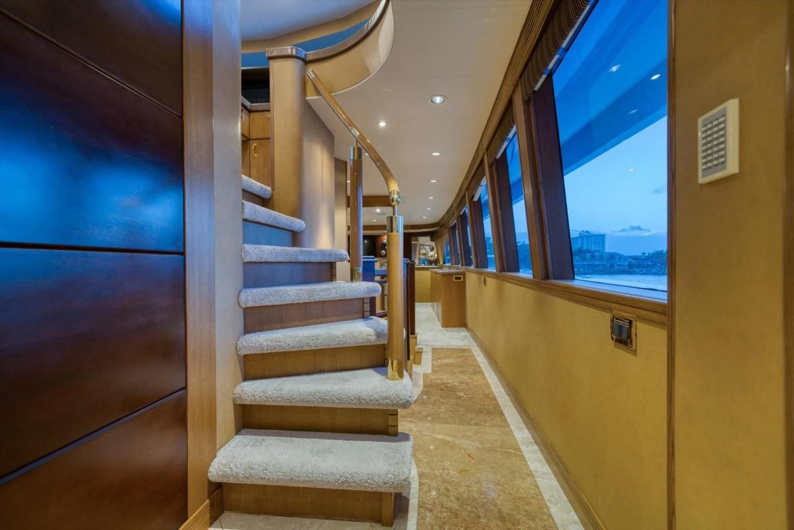 a staircase in a building aboard NORTH COAST 120 Yacht for Sale
