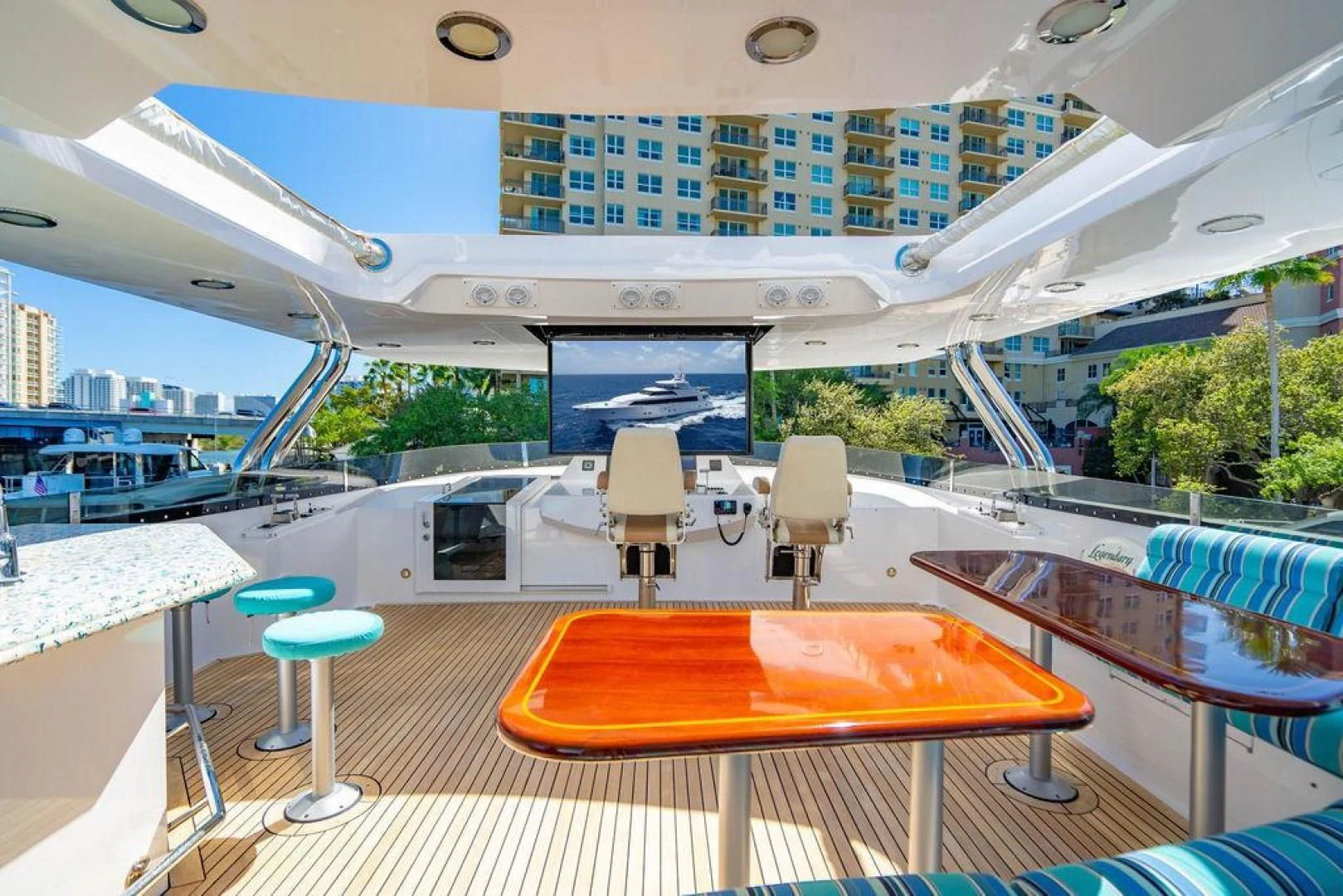 a large cruise ship docked aboard NORTH COAST 120 Yacht for Sale