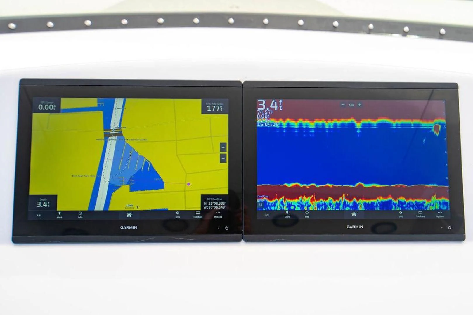 a couple of computer screens aboard NORTH COAST 120 Yacht for Sale