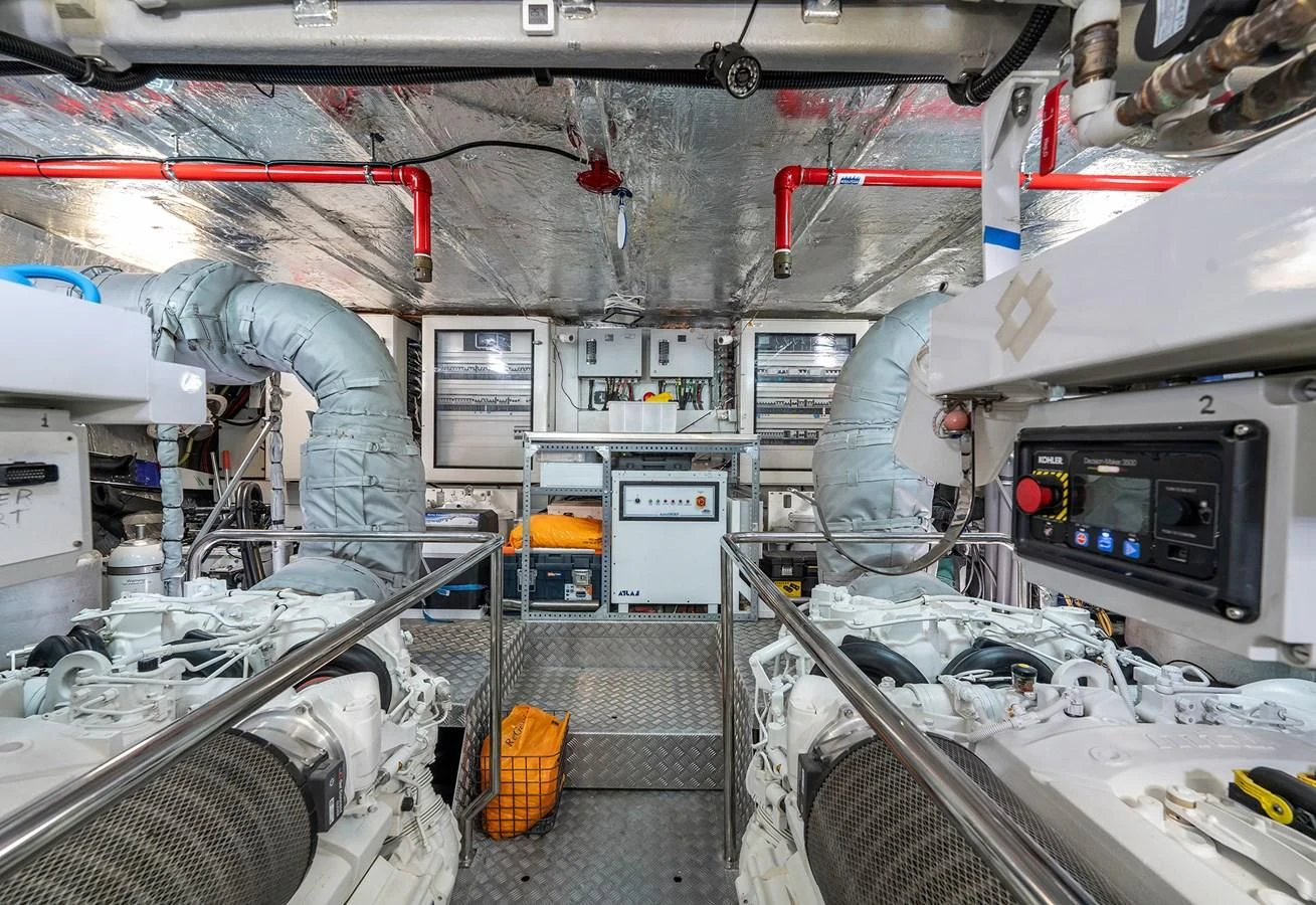 a room with machinery and equipment aboard LADY M Yacht for Sale