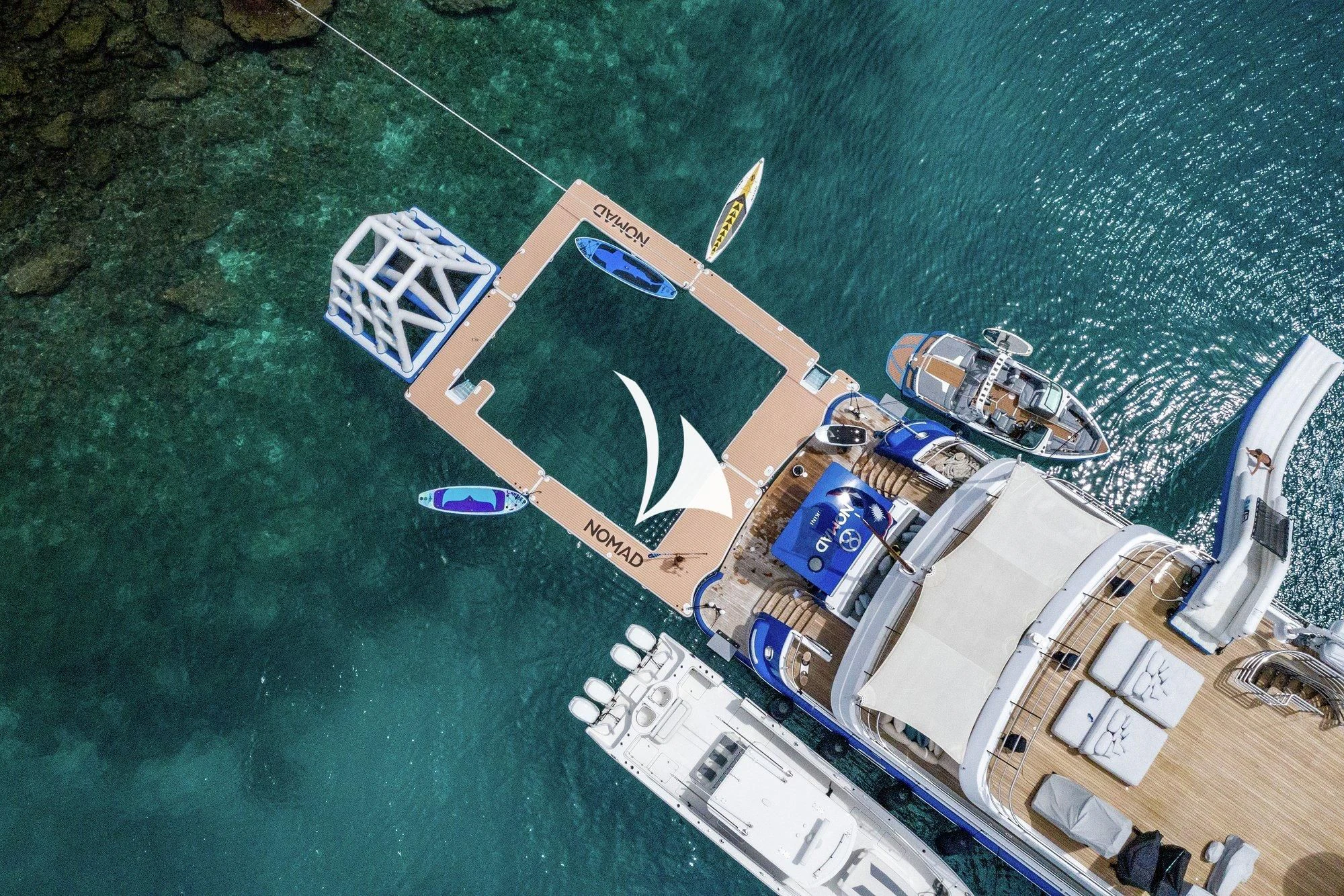 a group of boats on a body of water aboard NOMAD Yacht for Sale
