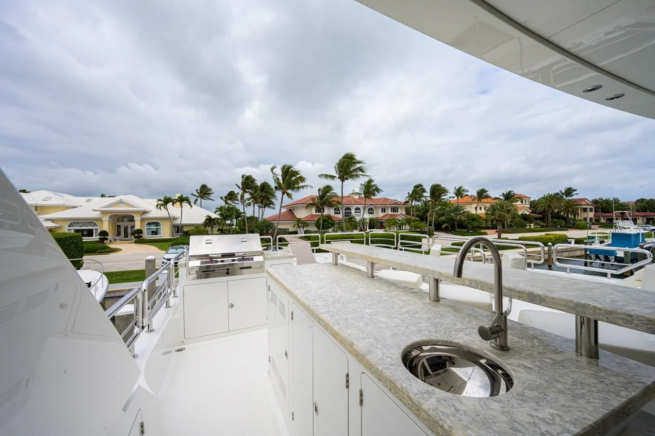 a view of a city from a balcony aboard ZEPHYR Yacht for Charter