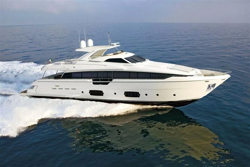 a white yacht on the water aboard NENA Yacht for Sale