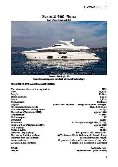 graphical user interface aboard NENA Yacht for Sale