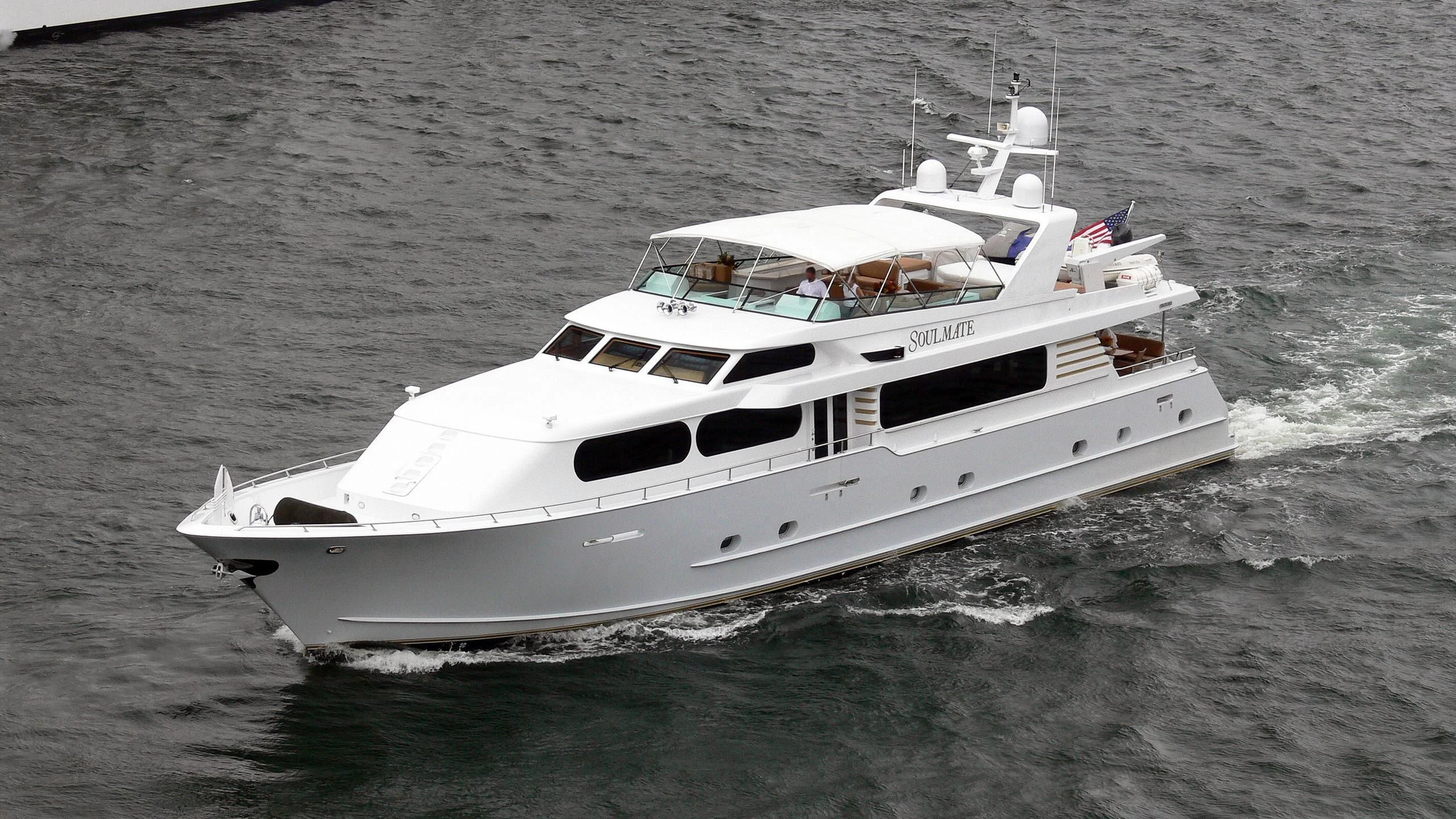 a white boat on the water aboard IRON LADY Yacht for Sale